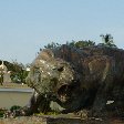 Bronze lion sculpture at the Mysore Palace.