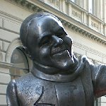 Bratislava Slovakia Bronze sculpture of Schoener Naci, Beautiful Naci in Bratislava
