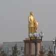 Golden statue of Turkmen president Sapamurat Niyazov in Mary, Mary Turkmenistan