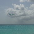 Airplane over Maho Beach, Sint Maarten, Philipsburg Netherlands Antilles