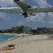 Airplane landing in Sint Maarten, Maho Beach