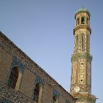 The minaret of the Haji Yakoub Mosque in Dushanbe, Tajikistan