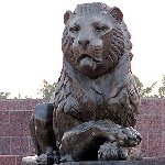 Lion sculptures at the Monument of Ismail Samani in Dushanbe, Tajikistan