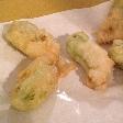 Friend zucchini flowers with mozzarella and anchovies